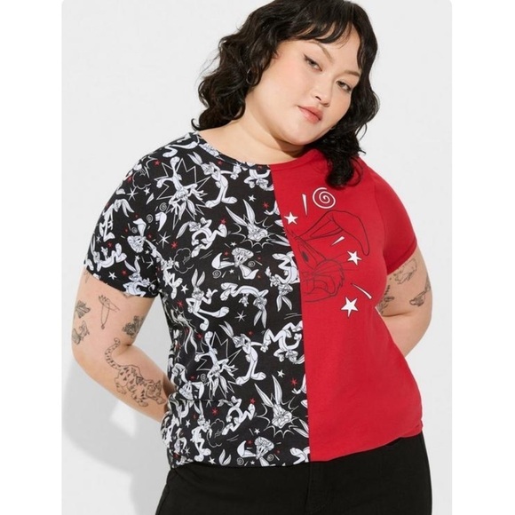 TORRID WARNER BROS Looney Tunes Bugs Bunny Classic Fit Colorblock Tee - Picture 1 of 10